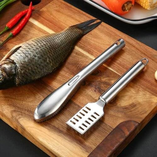 1Pcs Kitchen Stainless Steel Manual Fish Scales Scraping Fish Seafood Tools Planer Cleaner Gadget Fish Cleaning Knife Gadget