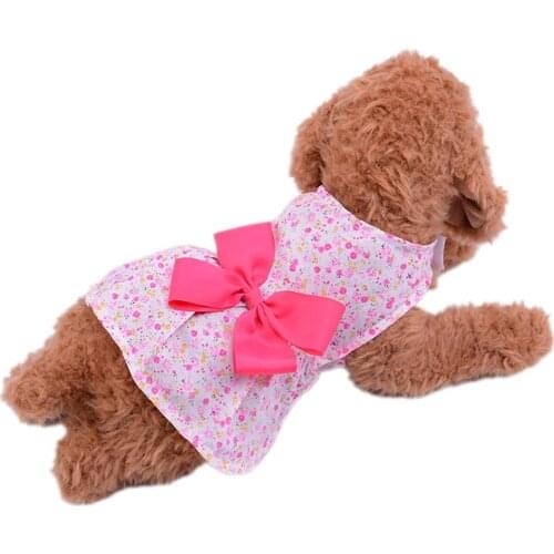 3 Colors Summer Pet Clothes Floral Dog Dress Skirt Summer Princess Dog Wedding Dresses York Poodle Chihuahua Teddy Clothes