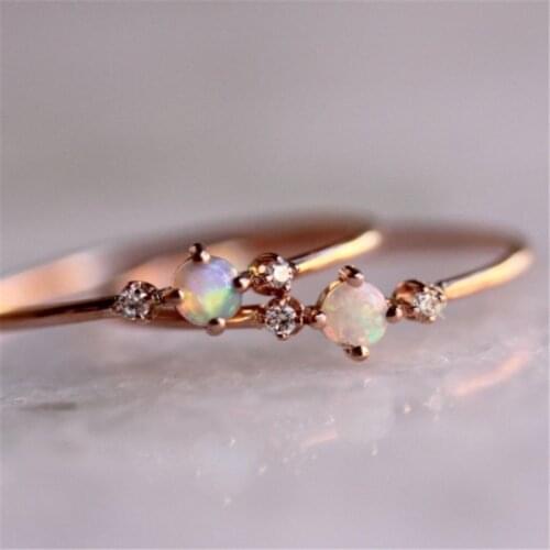Fashion Crystal Rose Gold Rhinestone Cubic Rings For Women elegant Engagement rings Thin Zircon Simple female gift Jewelry
