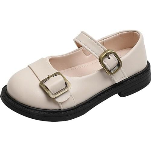 2021 New Autumn Girls Fashion Leather Shoes Simple Princess Shoes Baby Shoes Cute Chic Students Shoes All-match Non-slip 26-36