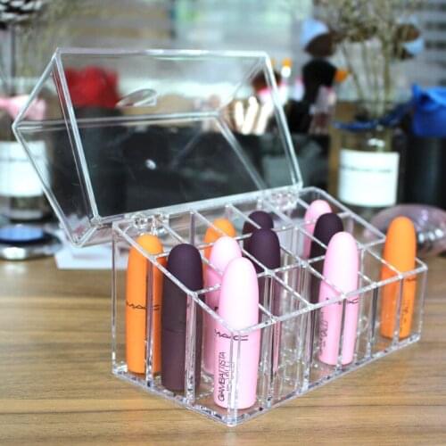 Transparent Injection Dustproof Desktop Makeup Storage Box 18-Grid Lipstick Lip Gloss Lipstick with Cap Display Box