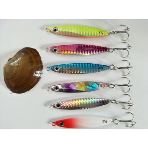 Wholesale 100pcs/lot 21grams Metal Sinking Lures Jigs 21g 21 gram colorful Fishing Hooks Mixed Colors