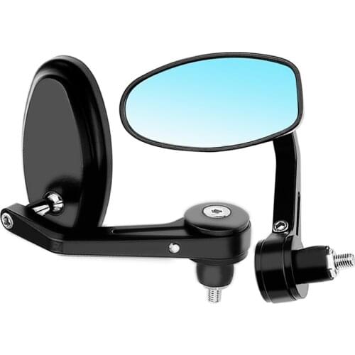 7/8" Motorcycle Rearview Oval Blue Mirror 22mm Handlebar Bar End Rear View Mirrors Bike Motorbike Side Mirror Car Accessories