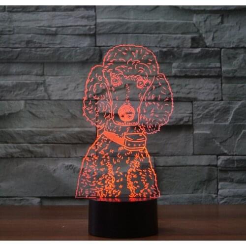 Poodle Dog 3D LED Moulding Night Light Novelty USB 7 Colors Changing Table Lamp Bedroom Animal Sleep Lighting Decor Kids Gifts
