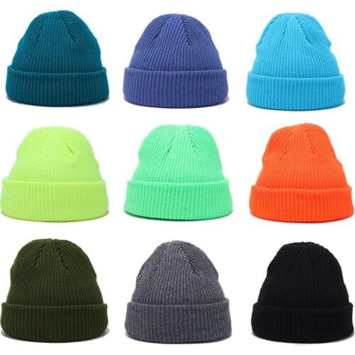 Adult Beanie Winter Hat Unisex Fashion Knitted Warm Hat For Women Hip-Hop Soft Acrylic Skullcap Solid Color Casual Cap For Men