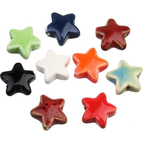 Wholesale 20pcs 8 Colors Big Ceramic Star Charms Bead Loose Spacer Beads 14mm for Bracelet Necklace Diy Jewelry Making Findings