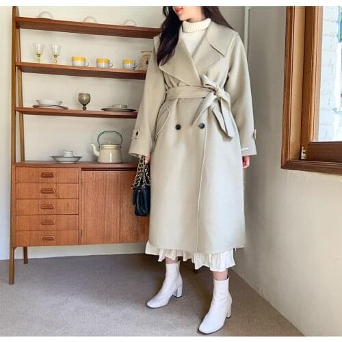 Hepburn style wool coat women long commuter double sides coat FLAW285