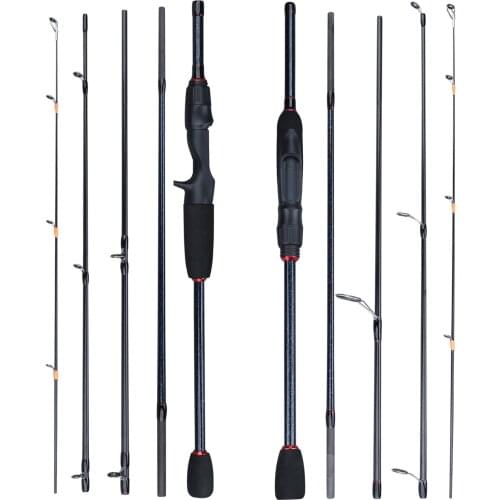 Sougayilang 5 Section 1.8m-2.4m Portable Travel Fishing Rod Casting/spinning Fishing Lure Rod Carbon Rod Body Ultralight Weight