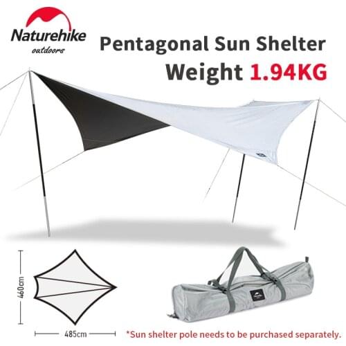 Naturehike 15㎡ Outdoor Black Glue Pentagonal Canopy Area Anti Ultraviolet Camping Awning 6-8 People Ultra Light Shading Tent