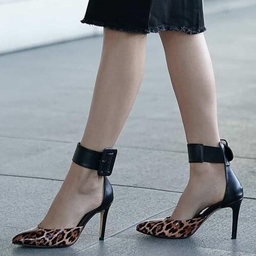 Mio Gusto Brand CLAIRE, Taba and Gray Colors, 8Cm Heel Height, Leopard Printed, high Quality Fashion Womens Pumps Shoes
