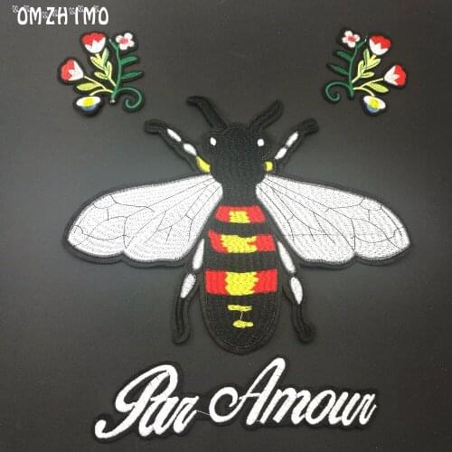 Embroidered clothes Flower bee patches for clothing with it clothing bike patch patchwork cotton fabric badge new year gifts