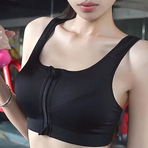 Women Zipper Sports Bras Vest Plus Size Underwear Padded Shockproof Breathable Gym Fitness Athletic Running Yoga Sport Tops