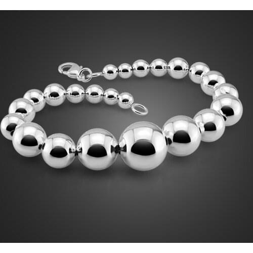 Personality Different Size Ball Combination Bracelet Fashion Simple 100% 925 Sterling Silver Woman Hand Catenary Fine Jewelry