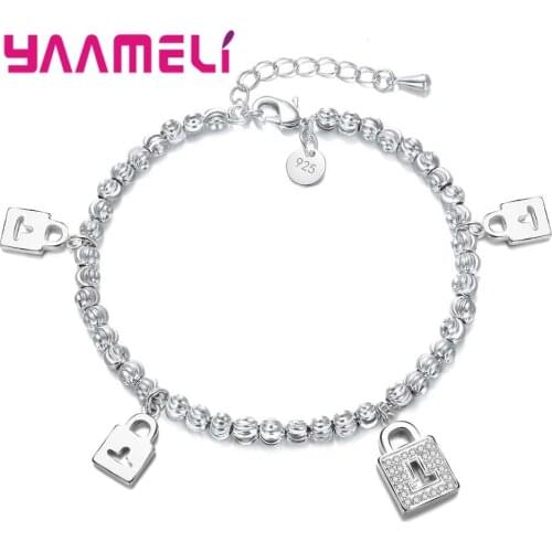 Romantic Charm Lock Pendant Bracelet for Women Jewelry Christmas New Years Gift 925 Sterling Silver Bangles Hot Sale