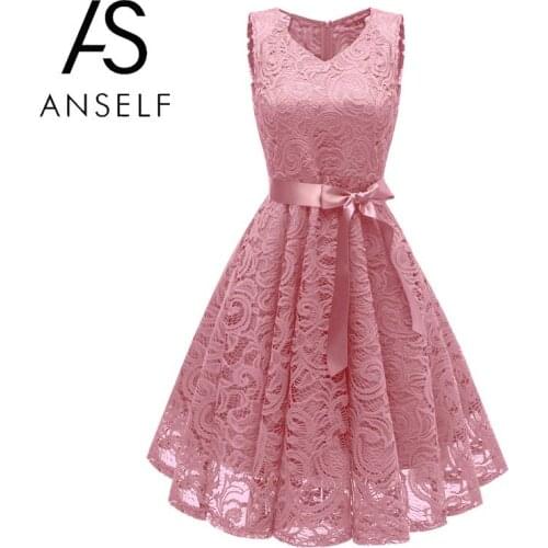 2020 Summer Elegant Ladies A Line Swing Dress Women Lace Hallow Out Dress Sleeveless V-Neck Princess Party Dresses Girl vestidos