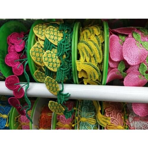 13 Yard/Lot Embroidery fruits Lace Trimming Ribbon Garment Accessories Guipure Lace Fabric Sewing Trim Wedding Lace LS-7715