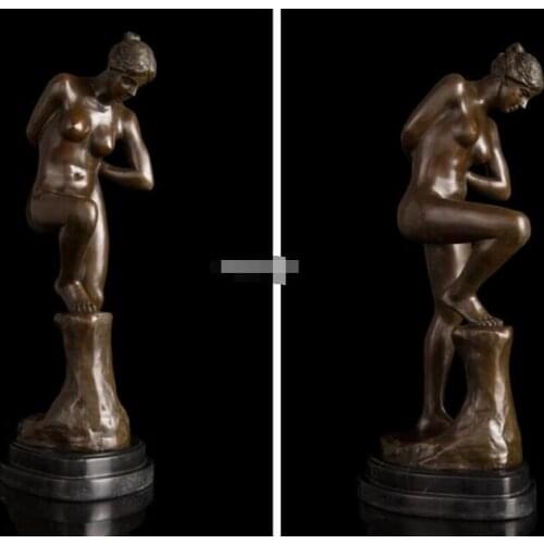 16" Copper Art sculpture decorate nude lady body art statue