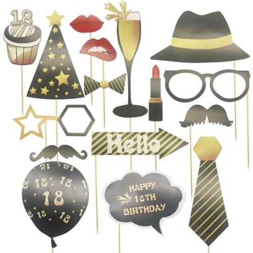 16Pcs Happy Birthday 18 30 40 50 60 Photo Booth Props Adult Birthday Party Decor Man Woman 18th 30th Photobooth Prop Supplie