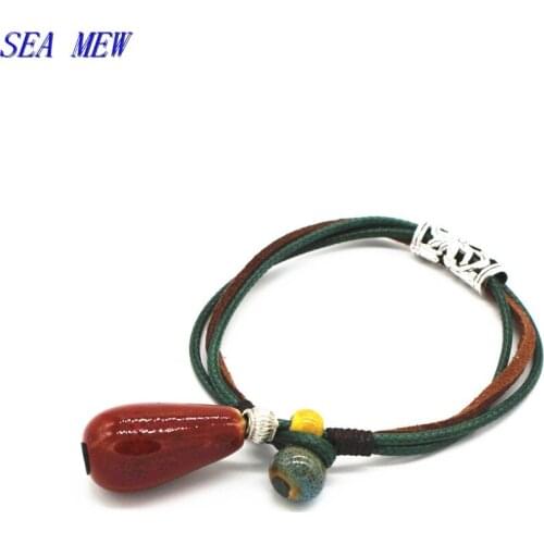 2pcs Fashion casual style original ceramic bronze handmade porcelain beads rope bracelets for women girls gift