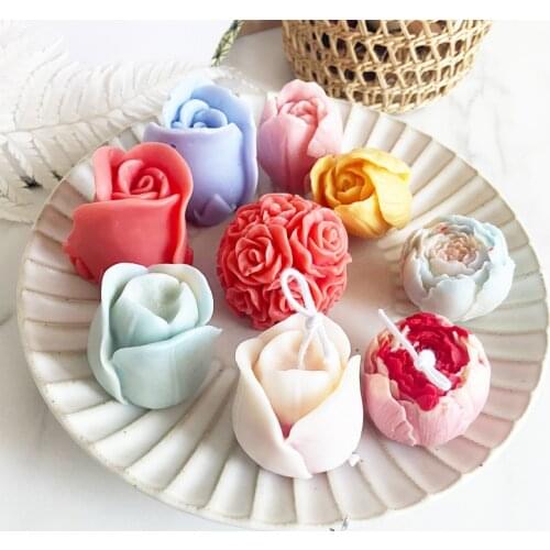 3D Tulip Candle Mold Handmade DIY Aromatherapy Wax Mold Flower Soap Silicone Candle Molds for Candle Making Supplies