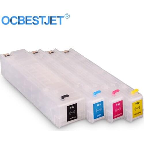 4 Colors For HP 980 980XL Empty Refillable Ink Cartridge With Chip For HP Officejet X555dn X555xh X585f X585dn X585z Printer