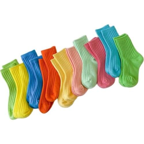 4Pairs Unisex Baby Boys Girls Socks New Krorean Candy Color Vintage Short Sockens Casual Ribbed Cotton Chaussette Enfant Garcon