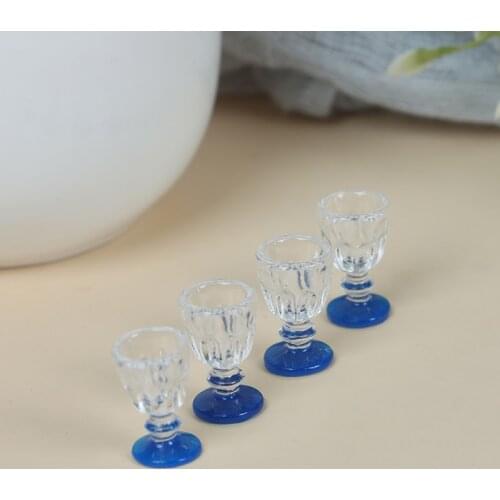 4Pcs 1:12 Scale DIY Parts Plastic Transparent Goblet Miniature Mini Wine Beer Cup Dollhouse Craft Home Decoration Glass Model