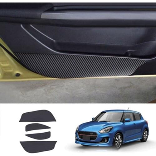 4Pcs Car Carbon Fiber Door Anti-Kick Pad Side Edge Protection Mat Cover for Suzuki Swift 2017