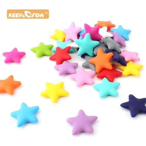 Keep&Grow Star 50pcs Silicone Bead Baby Teether Accessories Food Grade Pearl Silicone Star Teething Pacifier Making Teether