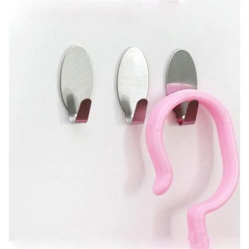 6pcs Strong Hook Coat Rack Round Adhesive Kitchen Wall Door Stainless Steel Stick Hook Hanger Bathroom Accessories Hot Sell