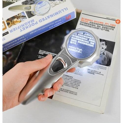 7X Jewelers Diamond Magnifying Loupe Mirror Glass With 6 LED Light Old Man Reading Magnifier Lens