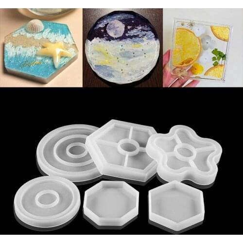 8 Styles Coaster Silicone Molds Hearts Square Flower Tray Cup Mat Epoxy Resin Mold For DIY Jewelry Making Home Decor Supplies