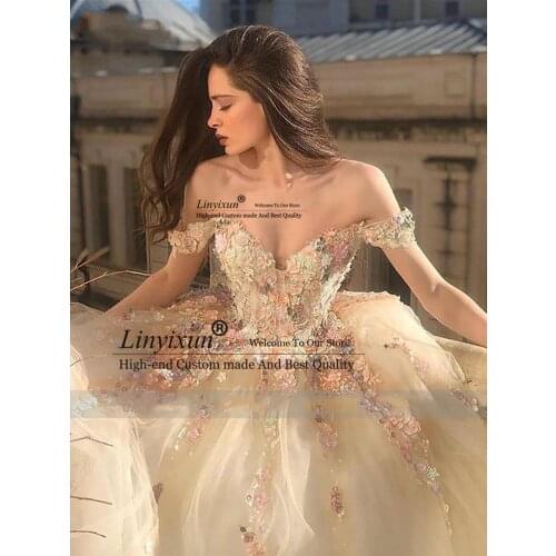 Ball Gown Princess Prom Dresses Off the Shoulder Sweetheart Floral Appliques Formal Party Dresses Tulle Long Evening Gowns