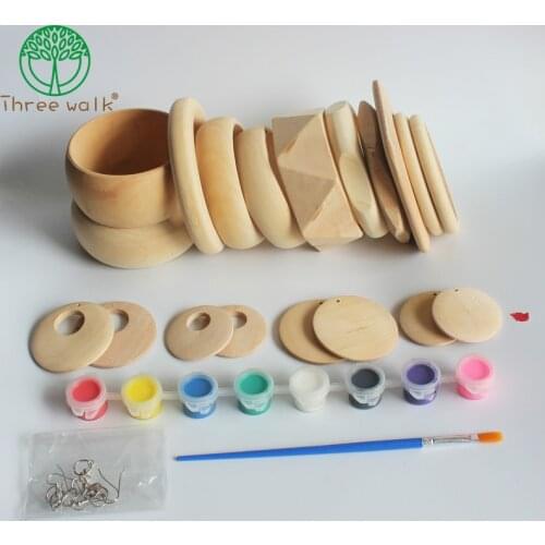 BG012 Wholesale Price Good Wood Mixed Design DIY Unfinished Wooden Bangles Bracelet Earrings Set Smart Jewelry