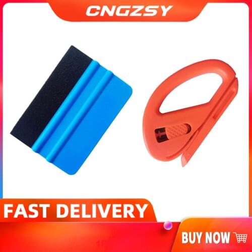 CNGZSY Vehicle Wraps Cutting Scraping Tool Car Vinyl Safety Cutter Soft Felt Edge Squeegee For Window Glass Decal Applicator K02