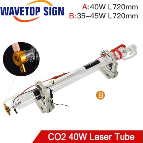 WaveTopSign 40W Co2 Laser Tube Upgraded Metal Head Length 720mm Dia.50mm for CO2 Laser Engraving Cutting Machine