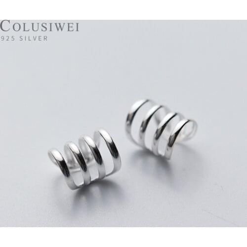 Colusiwei Authentic 100% 925 Sterling Silver Rose Simple Line Clip Earrings for Women Fashion Sterling Silver Jewelry Gift