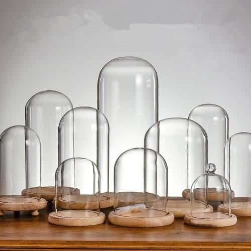 Diameter=10cm Different Height=12cm 15cm 18cm Log Base Glass Dome Home Decoration Glass Cover Friend Favor Gift Wedding