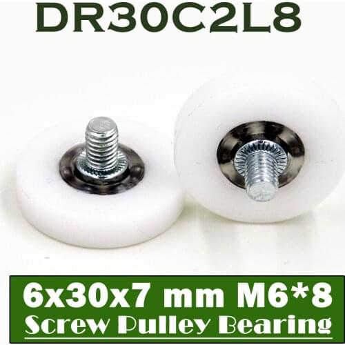 DR30C2L8 Screw Pulley Bearing 6*30*7 mm ( 2 PCS ) Doors and Windows Roller Mute Wheel POM 636 M6*8 Plastic Covered Bearings