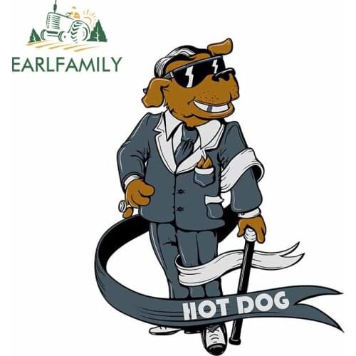 EARLFAMILY 13cm x 10cm for Mister Hot Dog Car Stickers Gentleman Dog Cartoon Car Styling Decals Waterproof Fine Decor Sticker