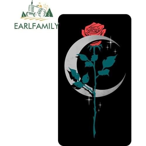 EARLFAMILY 13cm x 7.4cm for Moon Rose Car Stickers Fashionable Decals Sunscreen Vinyl Car Accessories Cartoon Graphics DIY