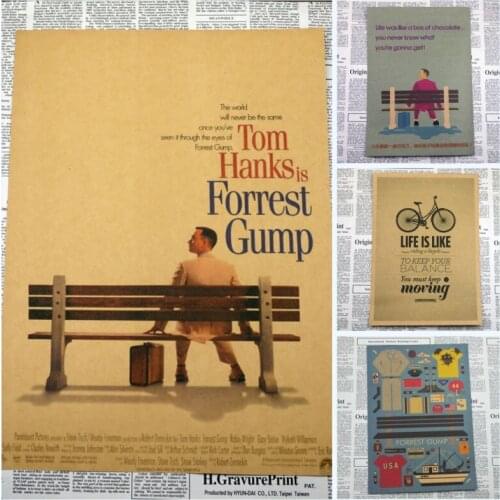 Forrest Gump Tom Hanks Self-Improvement Home Furnishing decoration Kraft Movie Poster Drawing core Wall stickers/1009