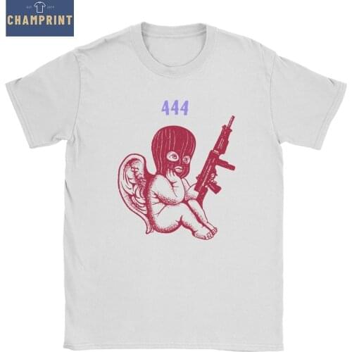 Men T-Shirts Gangster Angel With Gun Vintage Pure Cotton Tees Short Sleeve Kawaii Cherub T Shirts Round Neck Clothes Gift Idea