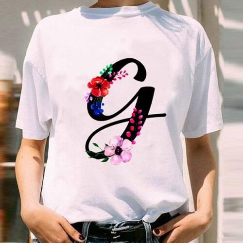 Women Graphic Spring Summer Letter Fashion Flower 90s Fashion Short Sleeve Lady Print Female Clothes Tops Tees Tshirt T-Shirt