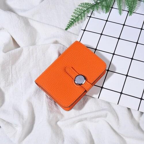 Bemoreal Genuine Leather Short Wallet Unisex Fashion Hasp Mini Money Bag Business Card Case Solid Color Button Women Small Purse