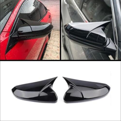 2 Pieces High Quality ABS Plastic Bat Style Mirror Covers Caps RearView Piano Black For Honda Civic FC5 FK7 FK8 10th gen