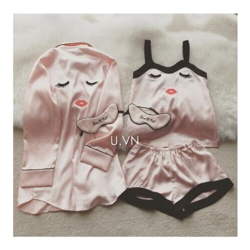 Summer Silk Satin Two Piece Set Womens Pajamas Womens long Sleeve Printed Sleepwear Long Nightwear Pant Sets