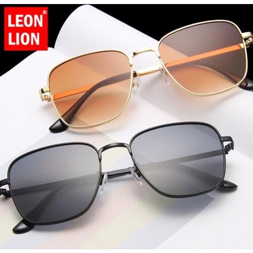 LeonLion Alloy Small Face Sunglasses Women Vintage Mirror Sun Glasses For Men Classic Metal Square Gradient Sunglasses Women