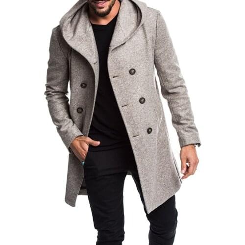 Mens wool coat autumn winter mens long trench coat Cotton Casual woollen men overcoat mens coats and jackets S-3XL