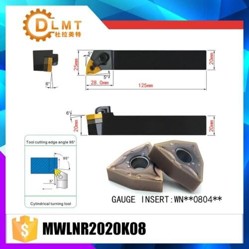MWLNR2020K08 95 Degree External Turning Tool Holder For WNMG080404 WNMG080408 Used on CNC Lathe Machine